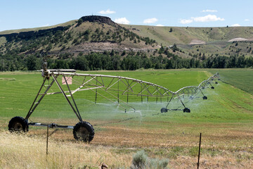 Wheat Field Irrigation at Tygh Valley, Oregon, Taken in Summer