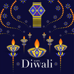 Fototapeta na wymiar Happy Diwali, Deepavali or Dipavali the festival