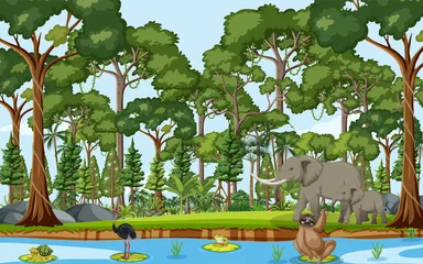 Forest scene with wild animals © blueringmedia
