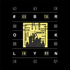 brooklyn, abstract graphic, typography vector, t shirt design illustration, good for ready print, and other use