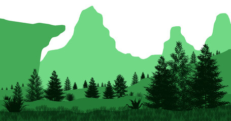 Beautiful forest nature cartoon illustration