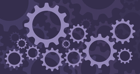 Purple cartoon gears for geometric background