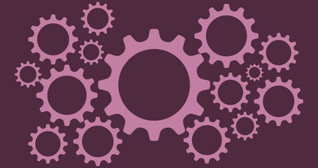 Red cartoon gears on geometric background for art design