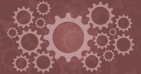 Abstract red gears background for art design