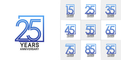 set of anniversary premium collection black and blue color can be use for celebration event