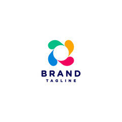 Simple Colorful Propeller Logo Design. Colorful rotating propeller logo design with a white circle in the center.