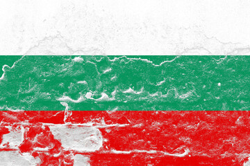 Painted bulgaria flag on a distressed old concrete wall surface
