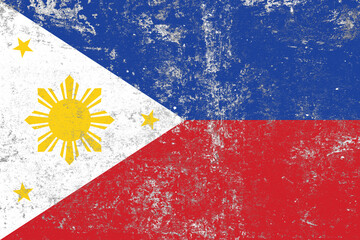Philippines flag painted on a distressed old concrete wall