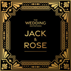 Gatsby card greetings template art deco geometric vintage frame