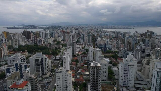 Residential District with Apartment Buildings in Florianopolis City Center, Brazil. Aerial View