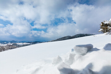 Fototapeta na wymiar Beautiful winter mountain, snow scene (Daegwallyeong, Gangwon-do, South Korea)
