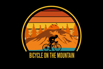 Bicycle on the mountain retro vintage landscape design