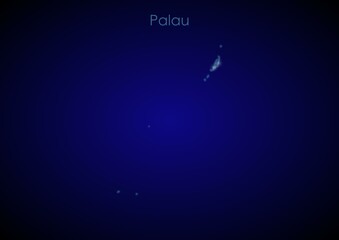 Palau concept map with glowing cities and network covering the country, map of Palau suitable for technology or innovation or internet concepts.