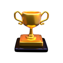 3D gold cup isolated on white background