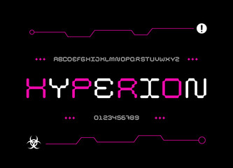 Cyber display font. Modern alphabet. Futuristic interface design. Vector typography illustration