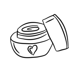 Hand-Drawn cosmetics cream. Doodle vector illustration.