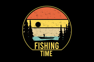 Fishing time retro vintage landscape