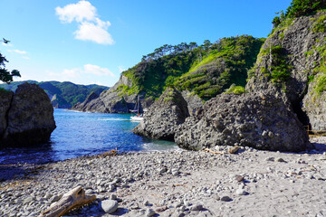 Fototapeta na wymiar Hirizo Beach and cape in Shimoda, Shizuoka, Japan