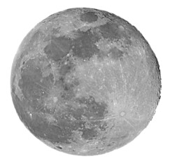 Very big full moon on white background