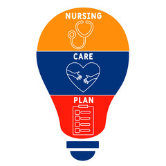 NCP Nursing Care Plan acronym. medical concept background.  vector illustration concept with keywords and icons. lettering illustration with icons for web banner, flyer, landing 