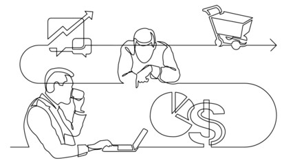 business concept continuous line drawing illustration of work process in vector format