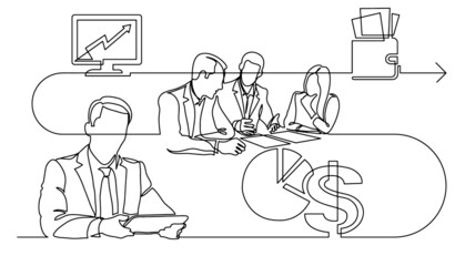 business concept continuous line drawing illustration of work process in vector format
