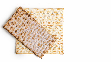 Matzah for Jewish holiday Pesach on white background.
