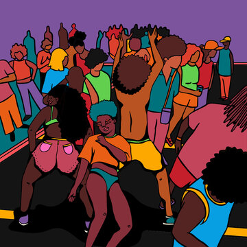 Friends dancing at party on the street (Baile Funk)