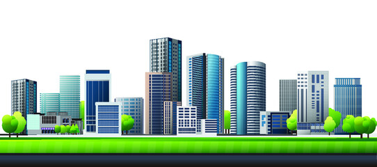 Green town. Design vector of urban cityscape.