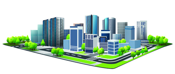 Green city. Design of lifestyle in metropolis concept, Urban cityscape