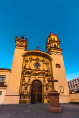 exterior facade of the Iglesia de la Santa Veracruz in the city of Toluca in the State of Mexico