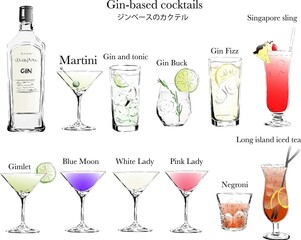 ジンベースのカクテル　セット
