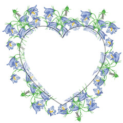 watercolor botanical frame, vegetation on white background, banner, postcard