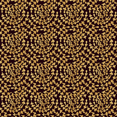 hand drawn branches with leaves seamless pattern, abstract gold botanical elements on dark green royal background