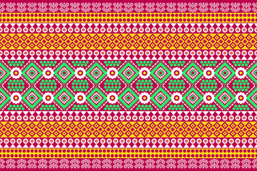 Seamless geometric ethnic asian oriental and tradition pattern design for texture and background. Silk and fabric pattern decoration for carpet, clothing, wrapping and wallpaper