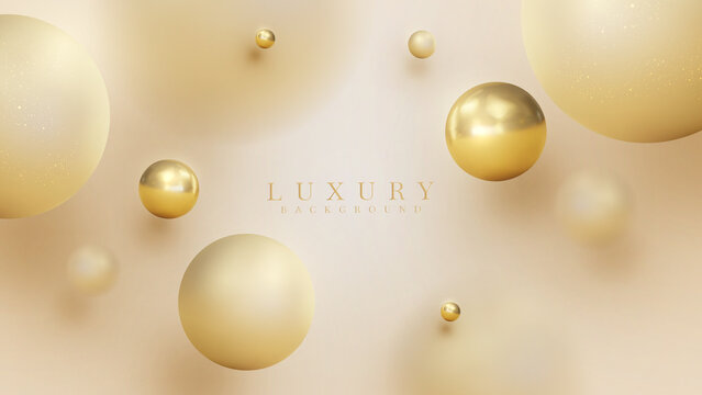 Luxury background with 3d golden ball and blur effect element with glitter light decoration.