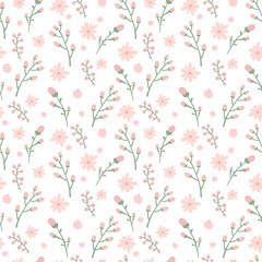 Floral pattern. Pretty flowers on white background. Printing with small pink flowers. Ditsy print. Cute elegant flower template for fashionable printers