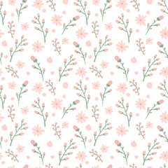 Floral pattern. Pretty flowers on white background. Printing with small pink flowers. Ditsy print. Cute elegant flower template for fashionable printers