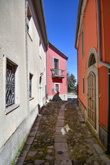 Fototapeta na wymiar A narrow street in Bisaccia, a small village in the province of Avellino, Italy.