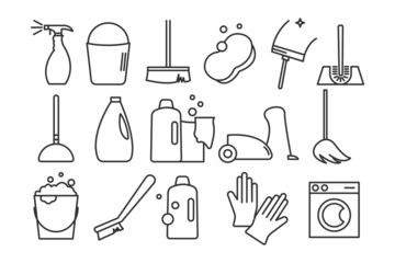 cleaning equipment icon set cleaner services toilet an washing machine icon vector icon illustration sign 