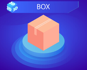 Box isometric design icon. Vector web illustration. 3d colorful concept