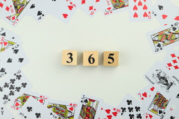 全てのカードの数字の合計にジョーカーを足すと365になるトランプ
