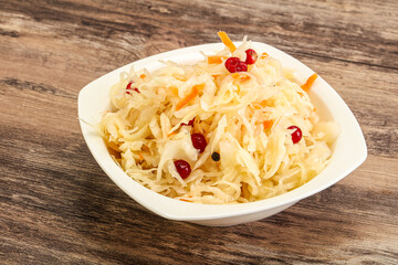 Sauerkraut with cranberry in the bowl