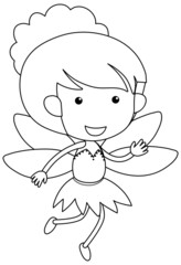 Angel black and white doodle character