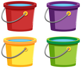 Bucket with water on white background