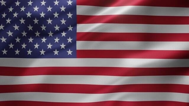 American Flag Blowing Close Up.3d United States American Flag. merican flag USA background, close up.