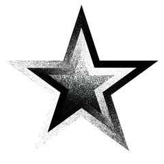 Obraz premium Distress basic geometric shape design . Noise dispersion star logo . Spray effect .Grunge, grainy, gritty texture . Distressed element .vector 
