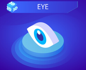 Eye isometric design icon. Vector web illustration. 3d colorful concept