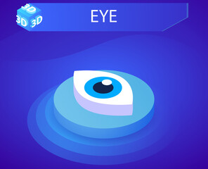 Eye isometric design icon. Vector web illustration. 3d colorful concept