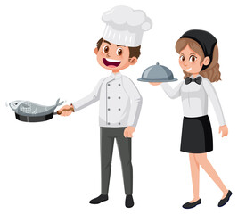 Chef and waitress in uniform